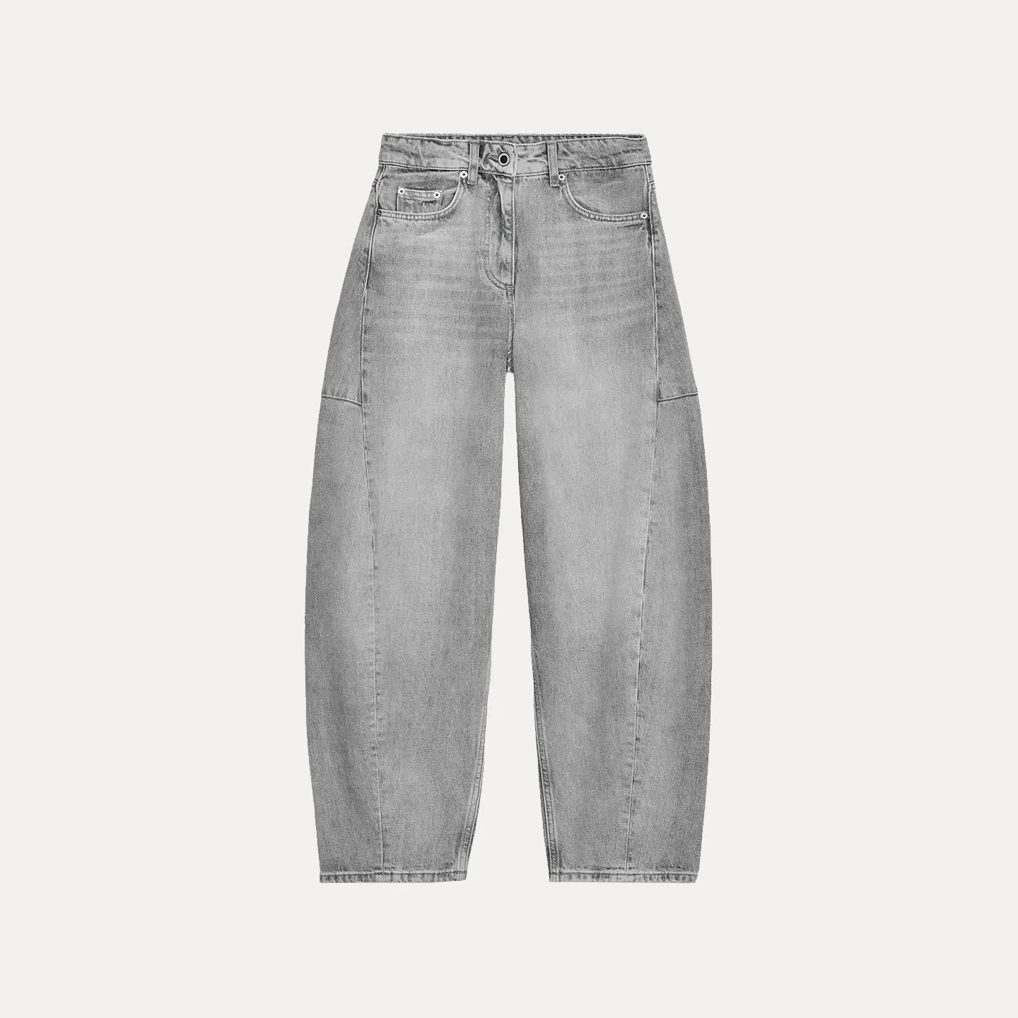 

Winter 2025 Women's Faion Commute Balloon Sle Nine-Piece Denim Jeans Loose Fit l Waist Button Closure Ladies Jeans