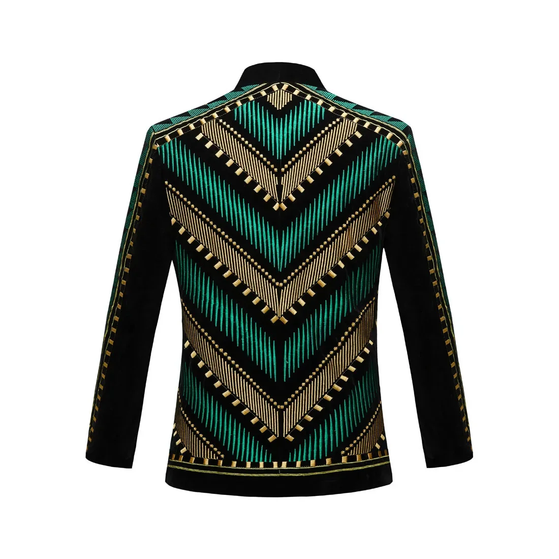 Luxury Embroidery Cardigan Blazer Tuxedo Men Shawl Lapel Slim Stripes Suit Jackets Male Party Prom Wedding Coat Singer Costume