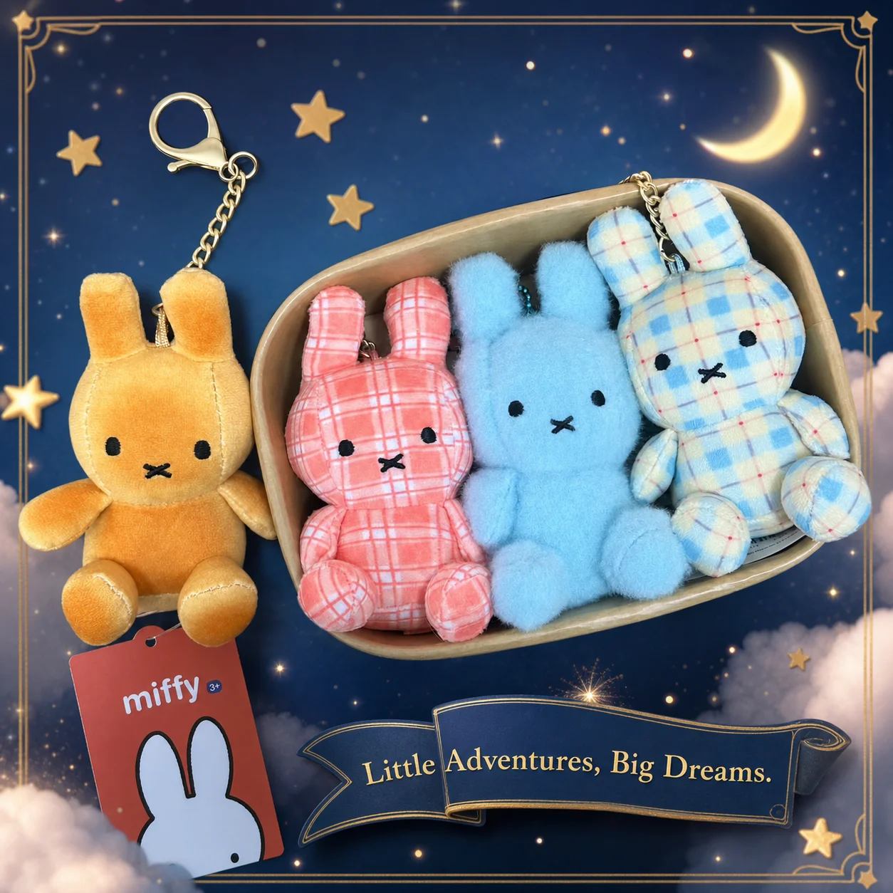 Hot Sale Miffy Rabbit Plush Toy Stuffed Animal Keychain Bag Charm Cream Pink Blue Butter Cute Soft High Quality Cartoon Lovely view 6