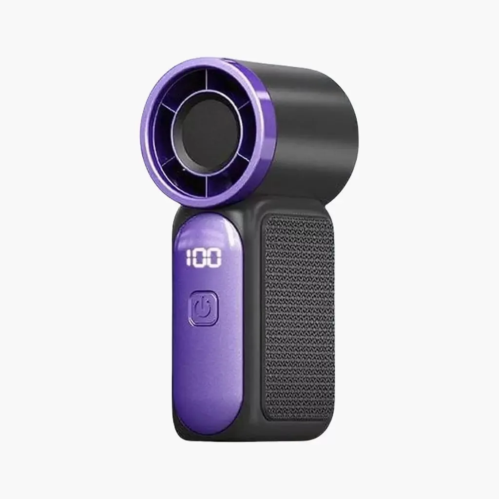 Handlicher Mini-Ventilator mit 5 Geschwindigkeitsstufen, Typ-C Aufladbar, Tragbarer Lüfter mit Digitalanzeige, Tischventilator für den Außenbereich