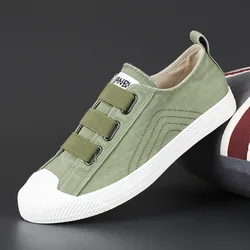 2026 New 38-44 Unisex Canvas Sneakers Solid Colors Men Flat Basic Casual Shoes Elastic Band Soft Latex Insole Women Plus Size