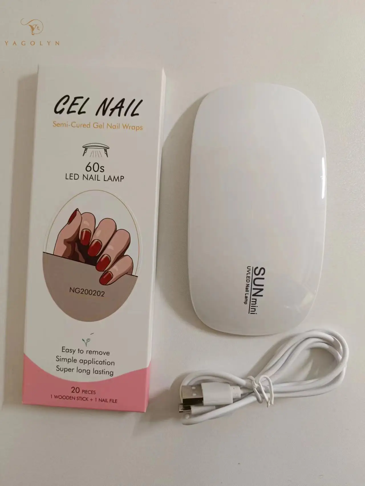 Juego de pegatinas de uñas de Gel semicurado gradiente, envolturas de Gel de manicura con lámpara UV de 6W, Kit de capa superior sin toallita, larga duración, 2 unids/set