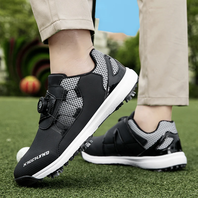 

Профессиональная спортивная обувь для гольфа с быстрой шнуровкой, мужская противоскользящая спортивная обувь для тренировок по гольфу, удобная спортивная обувь, мужская обувь для гольфа