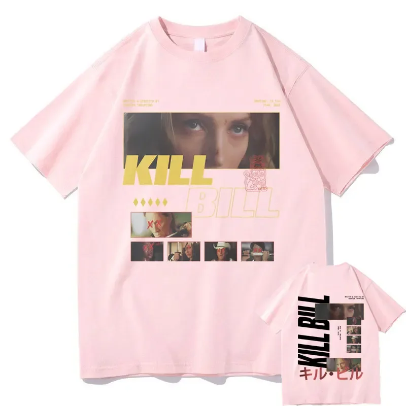 Classic Vintage Action Movie Kill Bill Double Sided Print T-shirt Quentin Tarantino T Shirts Men Women Oversized Short sleeve