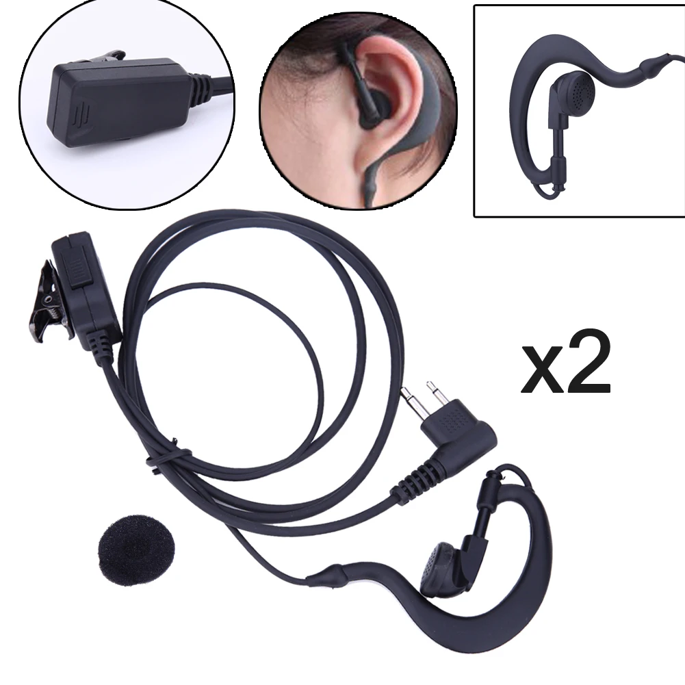 2Pcs Walkie Talkie Earpiece Headset Mic PTT 2-Pin Earphone Walkie Talkie Headset Privacy Accessories for Motorola CB Radio