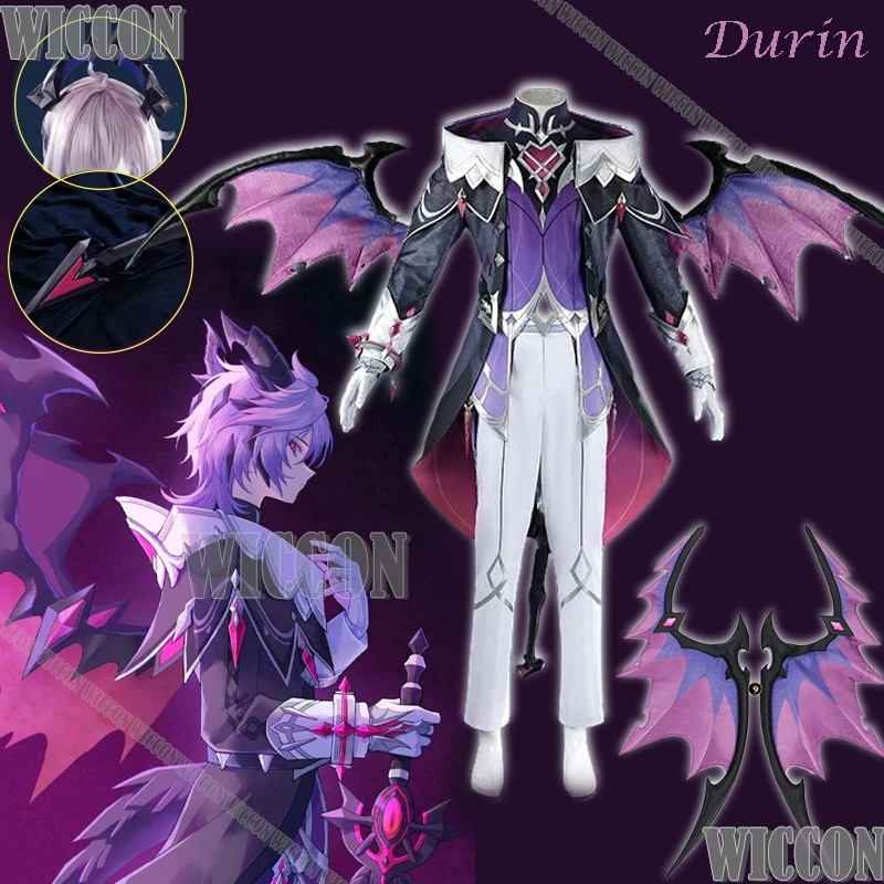 جينشين إمباكت دورين أزياء تنكرية شعر مستعار صغير دورين زي السراويل الجناح القرن هالوين كرنفال الزي نافيداد كوميك كون #1