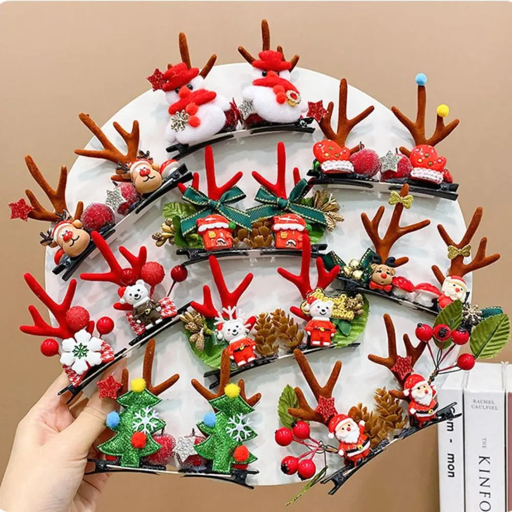 Merry Christmas Decor Christmas Hairpin Sequin Santa Claus Christmas Hat Headabnd Red Barrette Snowflake Plush Hair Clip