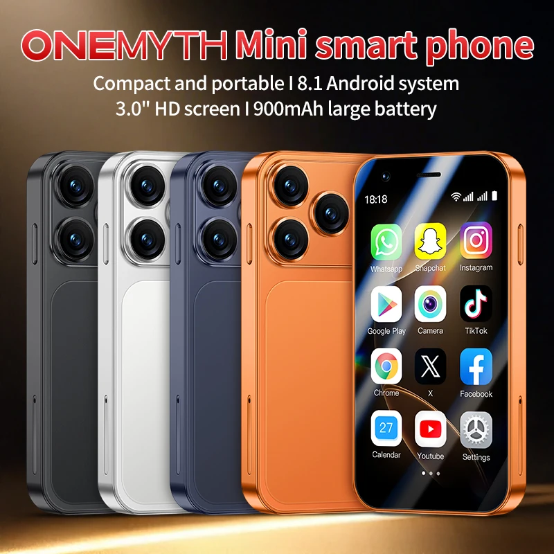 ONEMYTH A17 Mini Smartphone 3.0 Inches Facial Recognition Android 8.1 2GB RAM 16GB ROM Dual SIM 3G Network Small Mobile Phone