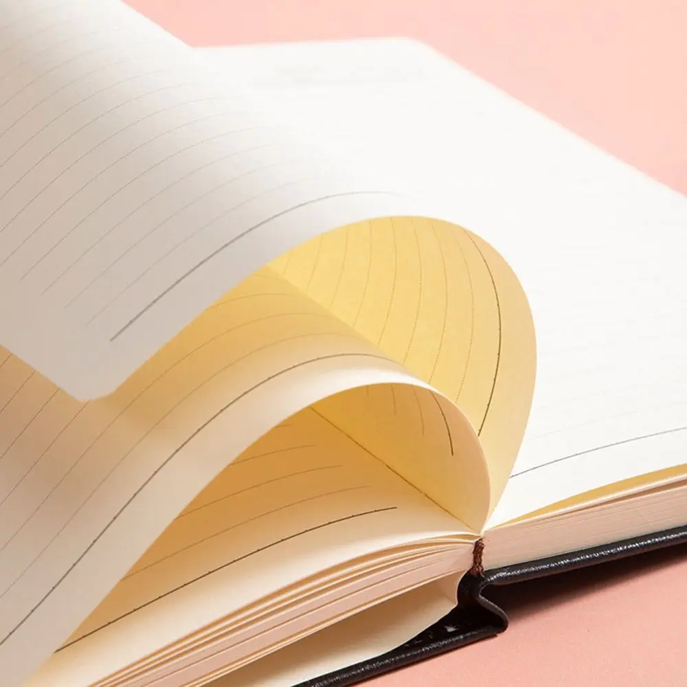 200 Pages A5 Notepad PU Leather Cover Thickened Paper Business Office Notebook Wear-resistant Horizontal Line Diary
