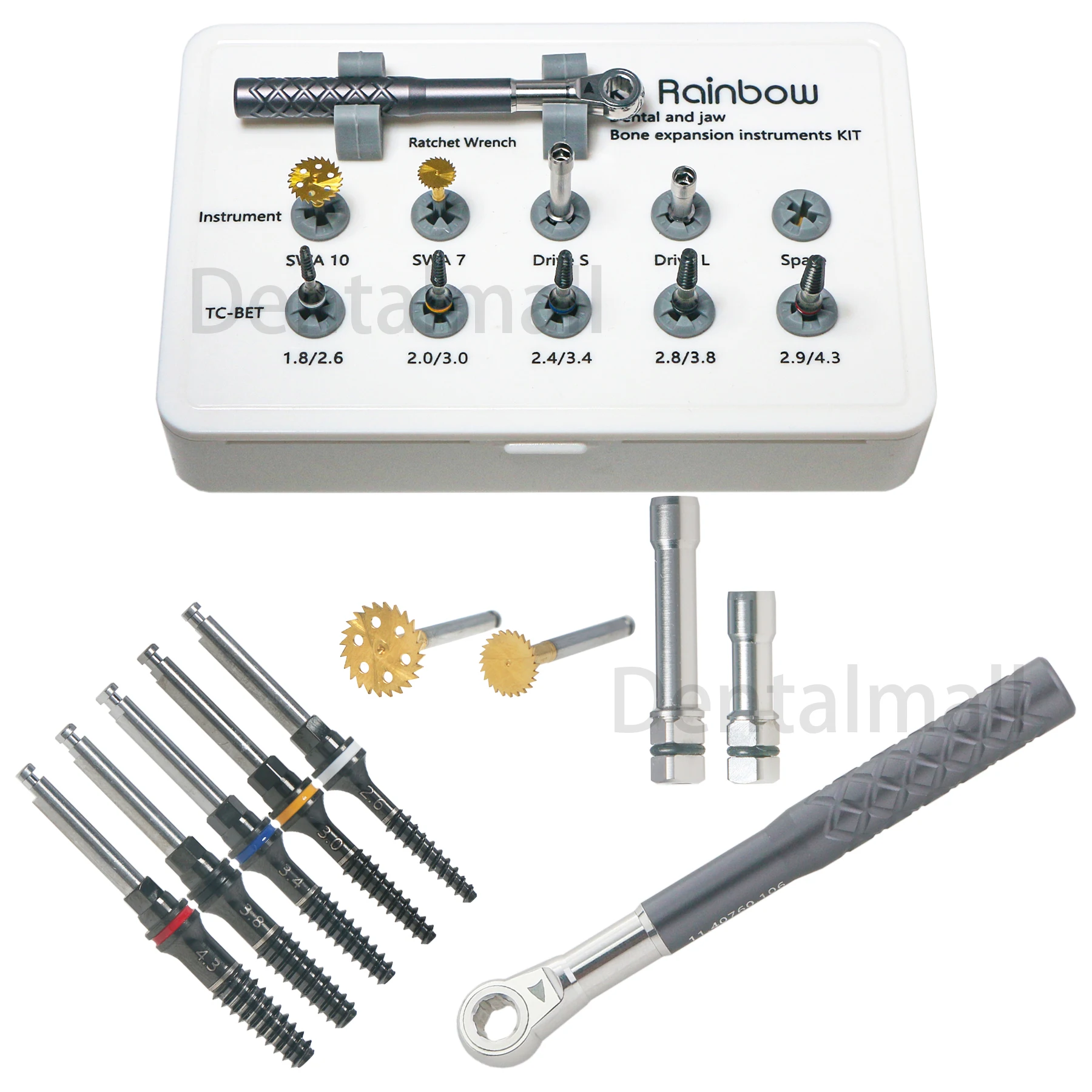 Dental Bone Jaw Expansion Handpiece Kit Cutting Saw Disk Ratchet Wrench Driver Expander Screw