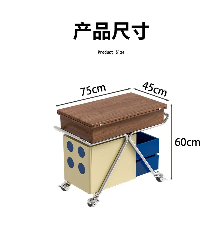 Dopamine removable side few household solid wood trolley living room sofa side cabinet storage rack
