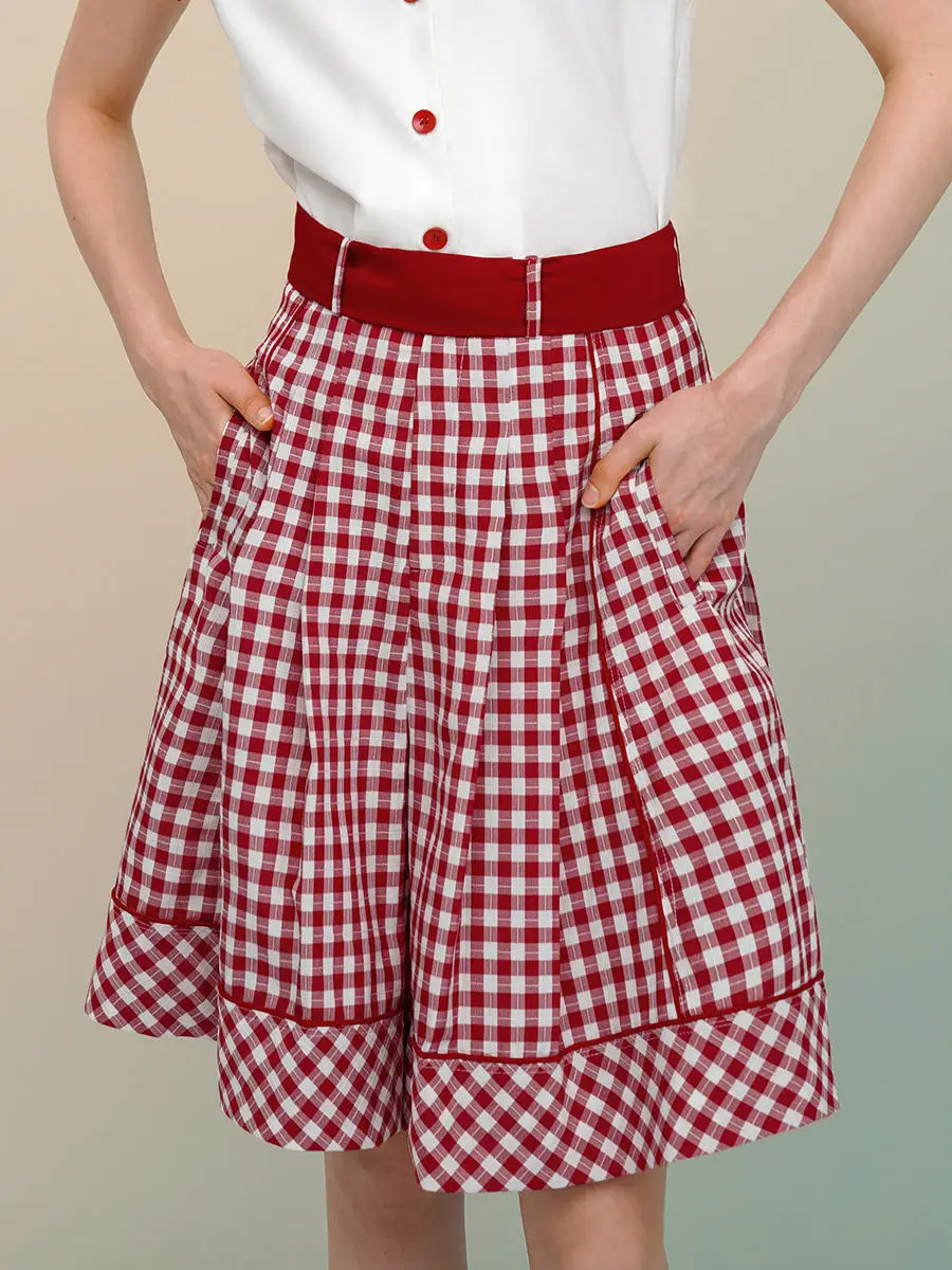 Women's  Classic Plaid Wide Leg Shorts ,Summer