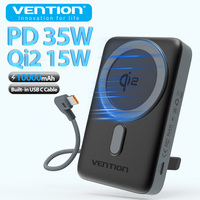 Vention Qi2 Magnetic Power Bank 10000mAh 15W Wireless Charge 35W Wired Auxiliary Battery for iPhone 16 15 14 13 12 Fast Charging
