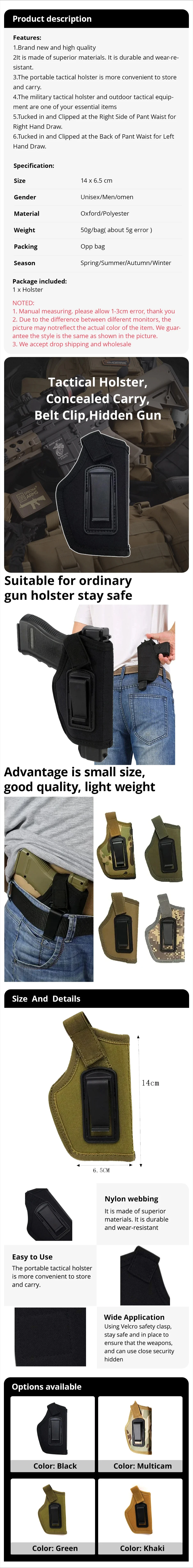 Taktische Holster Mit Clip Tasche IWB Links Rechts Universal Pistole Tasche Versteckte Trage Holster Outdoor Training Pistole Holster Für Männer – Detail 1