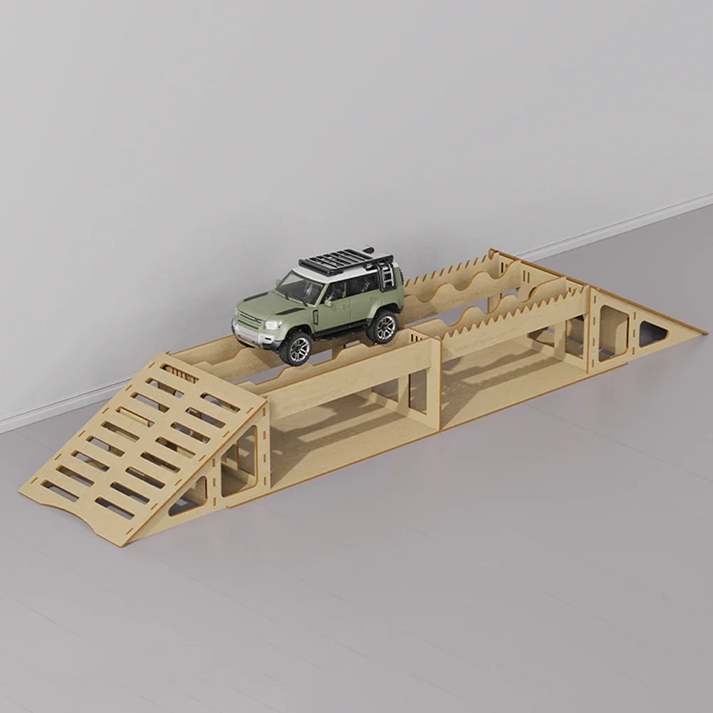 RC Wooden Bridge Simulation Obstacle Steep Slope Simulated Arch Bridge Obstacle for TRX4M SCX24 FCX24 1/18 1/24 RC Crawler Car