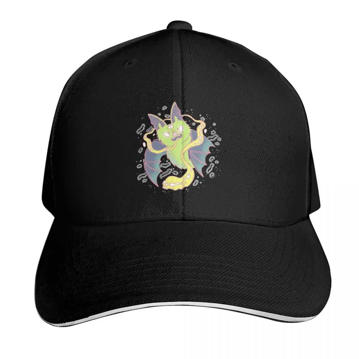Cyber Bat Baseball Cap Streetwear Hip Hop Trendy Vintage Retro Embroidered Lightweight Packable