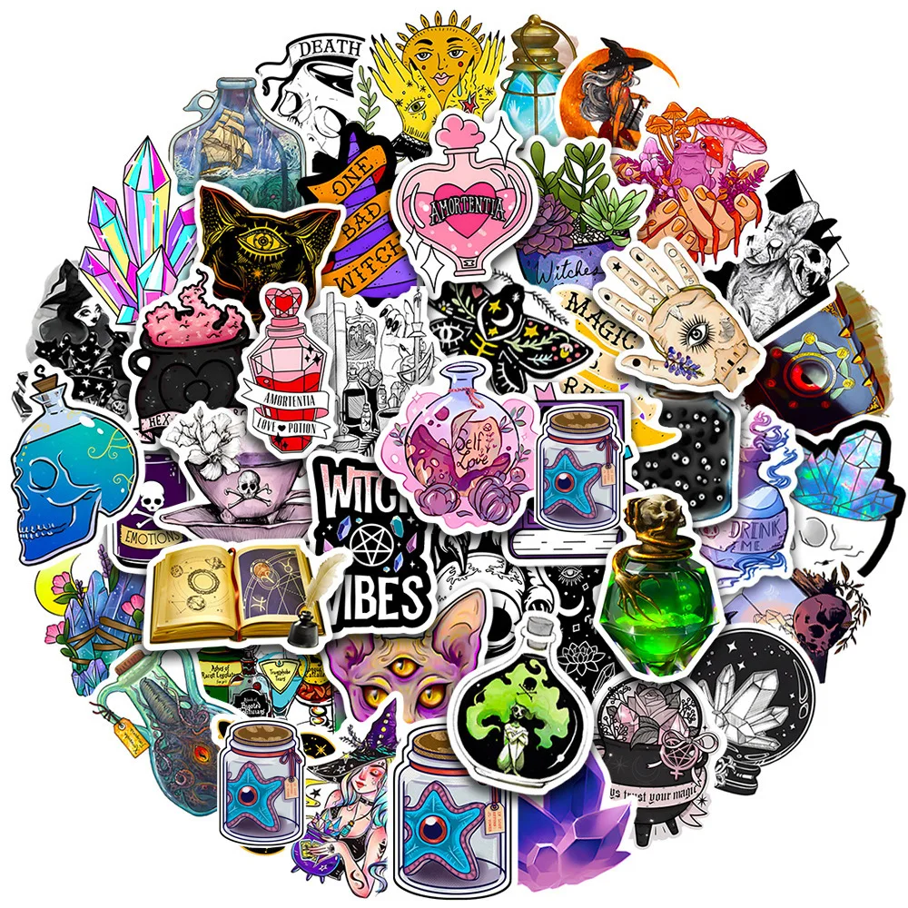 

10/30/50pcs Cool Gothic Magic Apothecary Witch Crystal Stickers Decal DIY Skateboard Motorcycle Car Phone Waterproof Sticker Toy