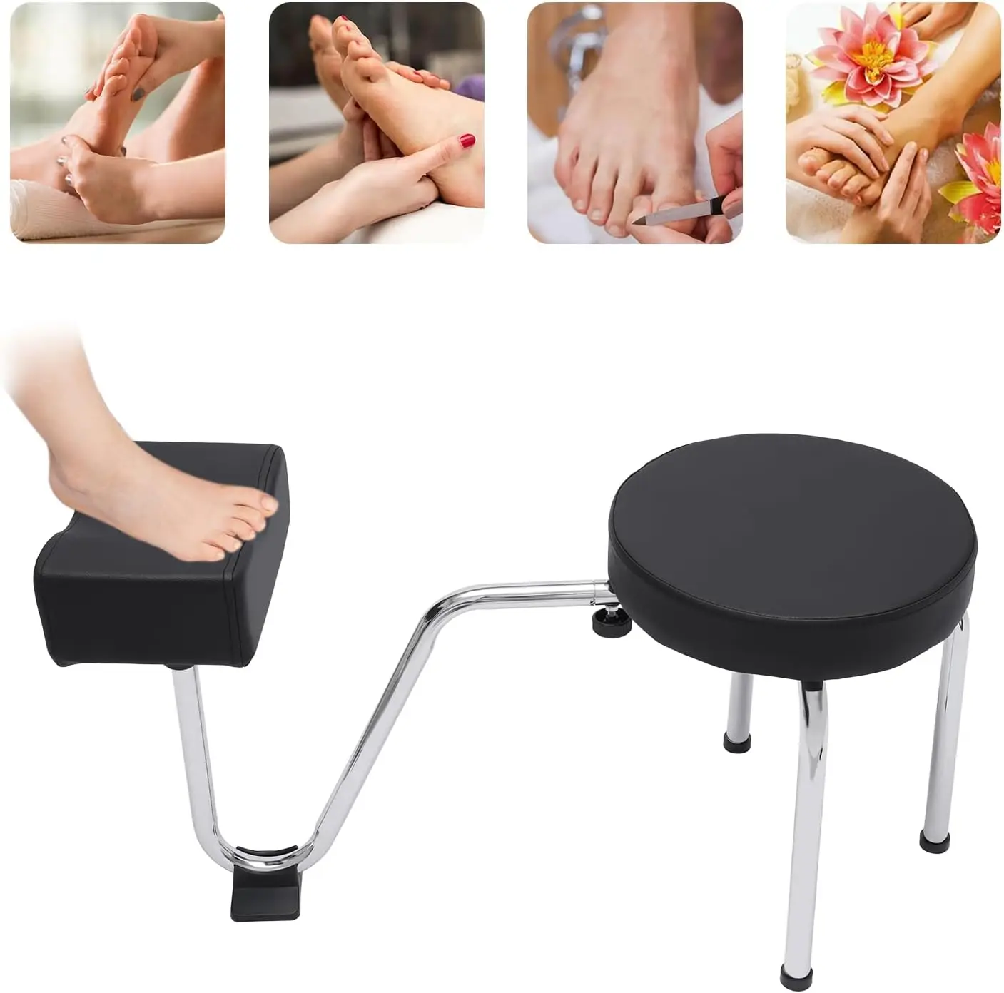 Ajustável giratória pedicure fezes, pé resto cadeira, spa fezes, salão de beleza, equipamento de estúdio, suprimentos preto