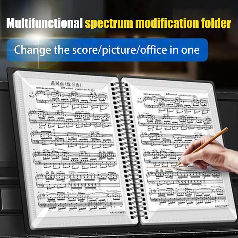 Flexible 20 Pages Piano Music Score Folder A4 Music Book Clip Sheet Note Folder Piano Paper Sheets Music Binder For Practice