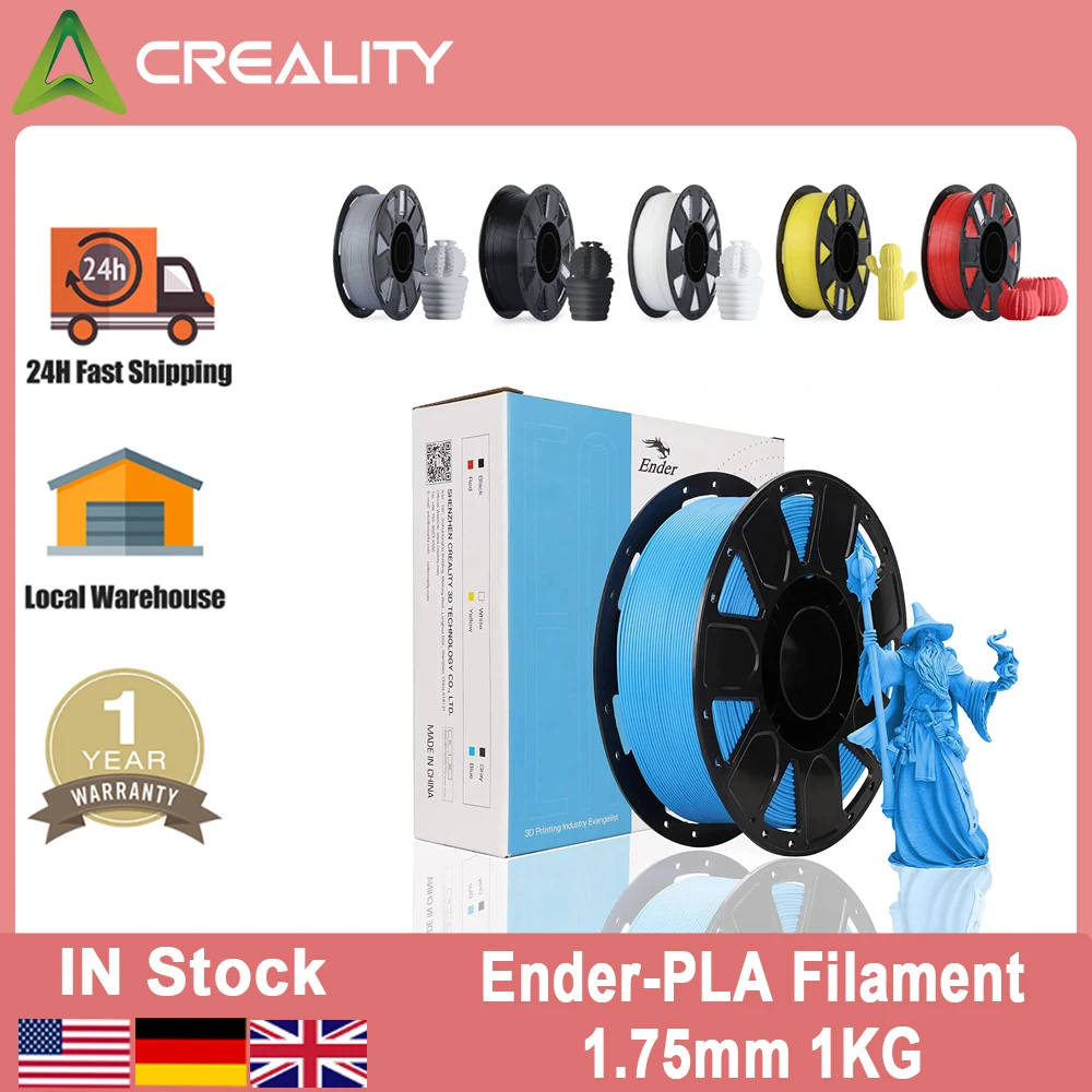 Creality 3D Printer Filament PLA Filament 1.75mm No-Tangling Strong Bonding Accuracy +/-0.02mm  2.2lbs/Spool 3D Printer Filament