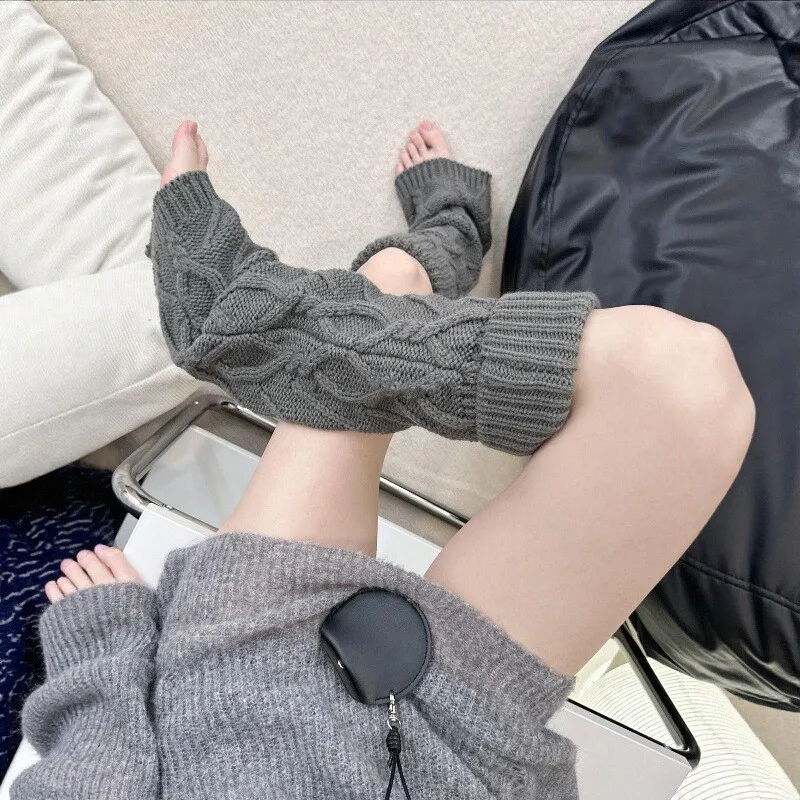 Women's Retro Cuff Cable Knit Slouchy Lolita Leg Warmers Autumn Winter Thick Knit Warm Knee-High Leg Sleeves Daily Versatile - view 4