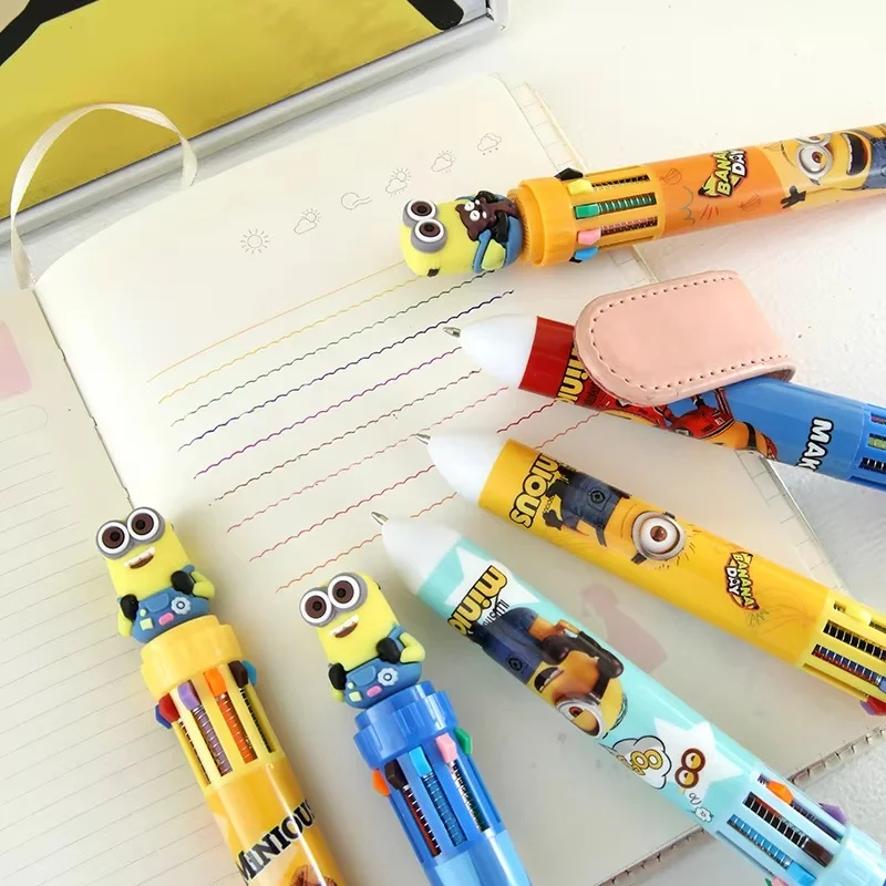 6/36pcs Minions Doll 10-Color Ballpoint Pen Despicable Me Mark Hand-Held Pen 6 Styles Children Student Stationery Gift Wholesale image 2