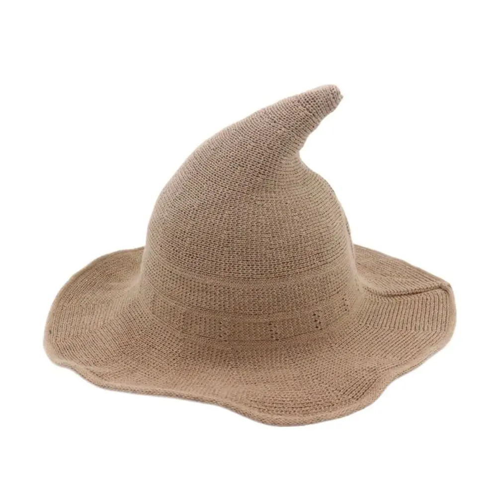 

Simple Wool Witch Hat Solid Color Knitting Wool Bucket Hat Basin Hat Korean Halloween Hat Cosplay Costume