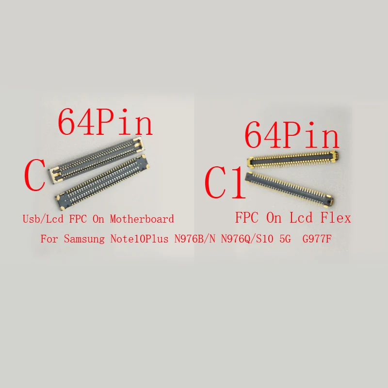 2-20Pcs FPC Connector Plug Usb Charger Lcd Display For Samsung Galaxy Note10 N970 N971 N10 Note 10 Plus N976 S10 5G G977 64 Pin