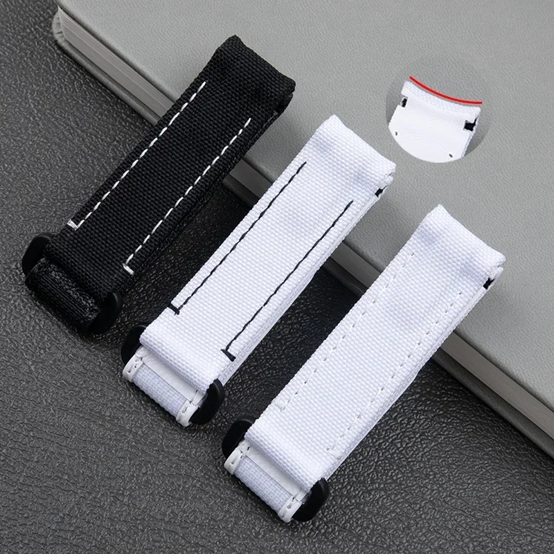 20mm Two Spring Bar Curved End Adjustable Nylon Fabric Leather Watch Band For Rolex Strap DAYTONA SUBMARINER diw Wristband