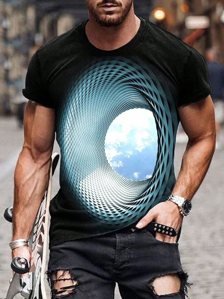 2024 New Summer Fashion Street Men's T-shirts Daily Casual Short-sleeved Tops Outdoor Sports Men's T-shirts 3D Printed T-shirts