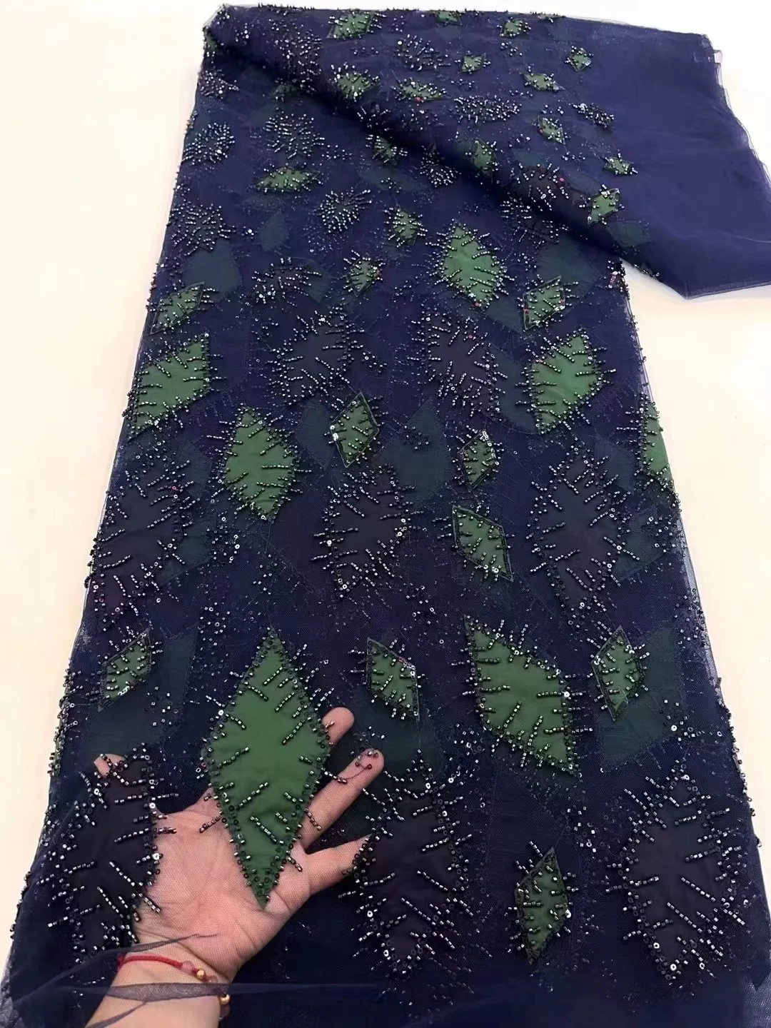 

Luxury Evening Dresses 2024 High Quality Embroidery French Lace Fabric African Sequins Beaded Tulle Lace Fabric For Sewing
