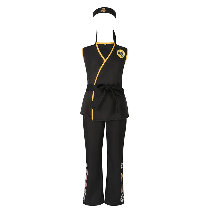 Costume Karate Dress Up Uniform With Headband Belt Pretend Play Halloween Party Cosplay Outfit for Kids view 4