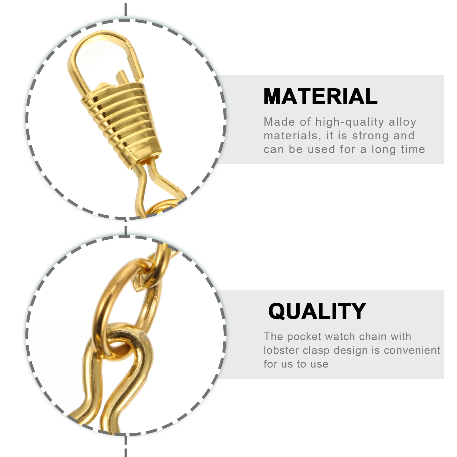 

5pcs Watch Vintage Alloy Belt Chains Hanging Pocket Chain Hanging Metal Buckle Chains for Watches Keys Wallets Gifts