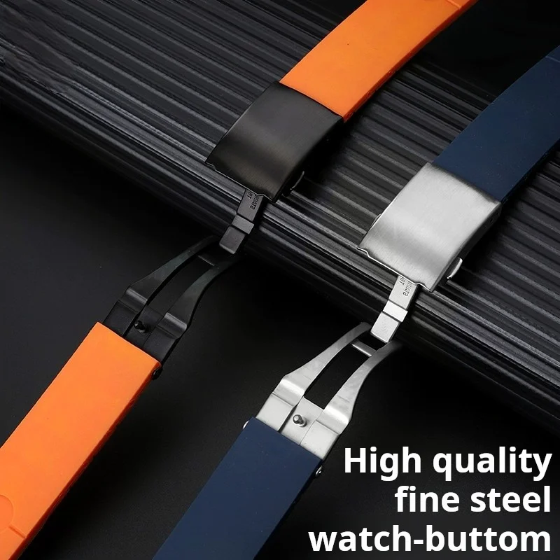 For Tissot 1853 T044 prs516 Silicone watchband T044417a T044430a Blue orange rubber watch strap Metal Folding buckle Accessories