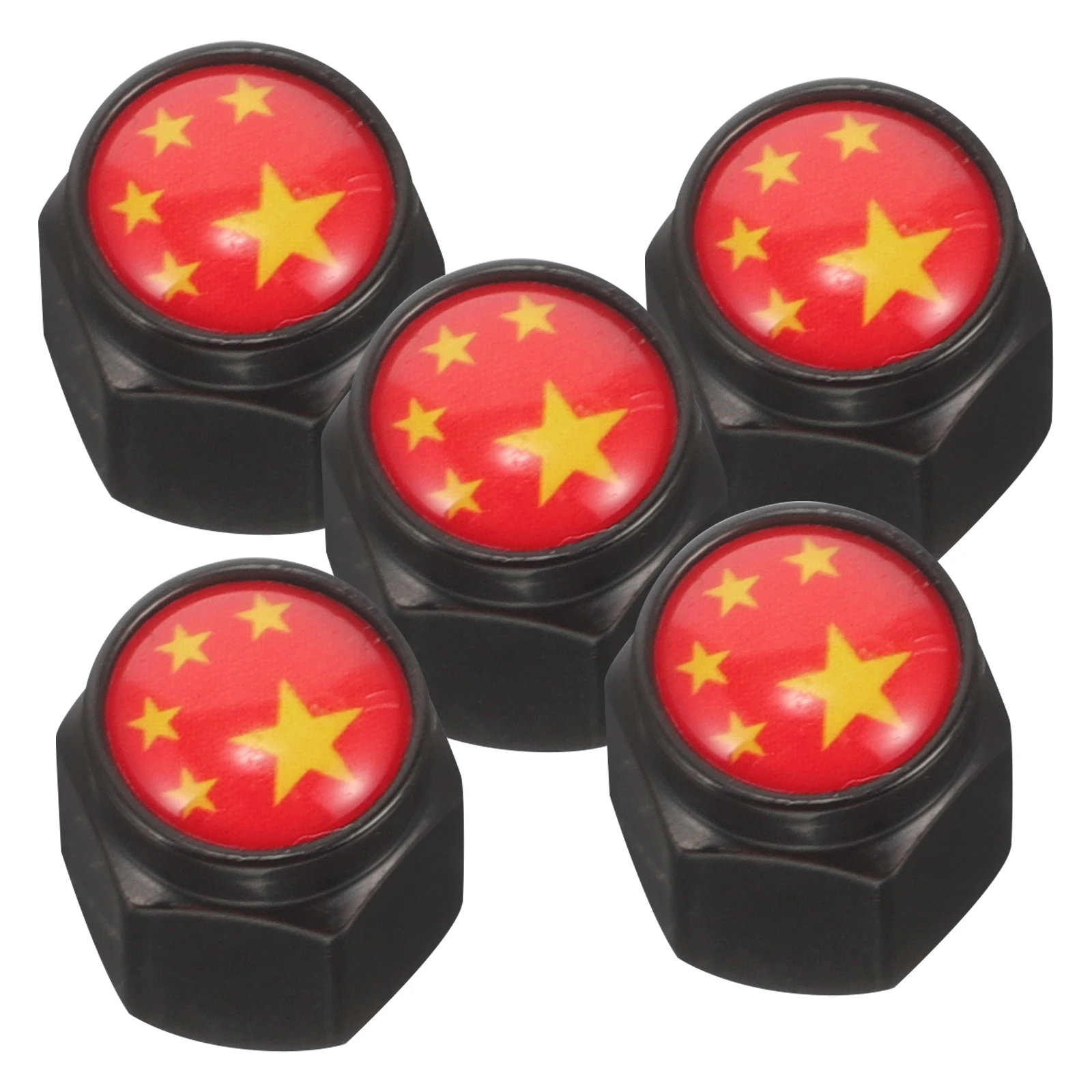 

5Pcs Tire Valve Stem Caps Flag Design Rustproof Deformation Resistant Universal Auto Car Truck Motorcycle Valve Covers