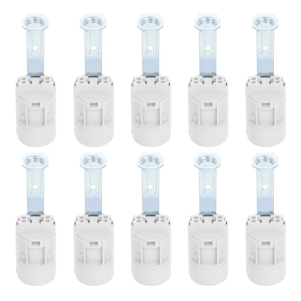 10pcs E14 Lamp Socket Screw Base Holder White Plastic Ceiling Light Parts For Candelabra Bulb Replacement DIY Lighting Fixtures