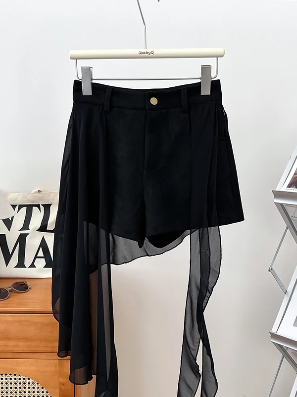 High Waist Patchwork Sash Short Pants Women's Casual Style Autumn Winter New Design Versatile Slimming Warmth Generating Hot ...