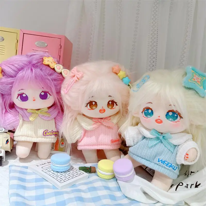 Kawaii Pink Blue Purple Shirt Coat Plush Idol Doll for 20cm DIY Clothes Accessory Cute Soft Stuffed Idol Cotton Dolls for Girls