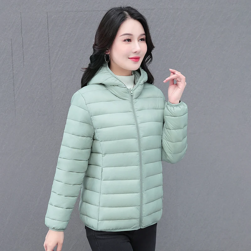 المرأة الجديدة الخريف والشتاء المألوف فضفاضة ومتعددة الاستخدامات خفيفة الوزن كليب على معطف القطن الإناث عارضة مقنعين سترة دافئة #3