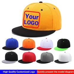 Custom Logo Snapback Cap Team Embroidery Monogram Personalized Logo Men Women Gorras Hip Hop Bone DIY Snapback Hat