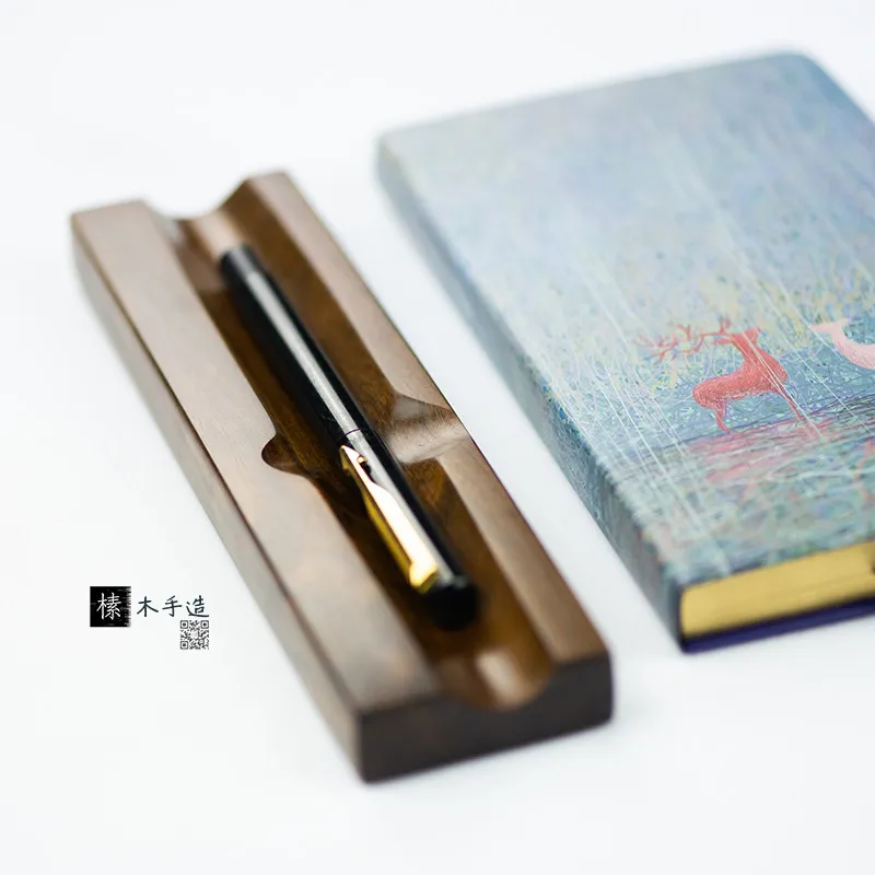 3/2/1 Slot Wooden Fountain Pen Holder with Temporary Pen Rest Desktop Organizer Storage Rack School Office Supplies Stationery