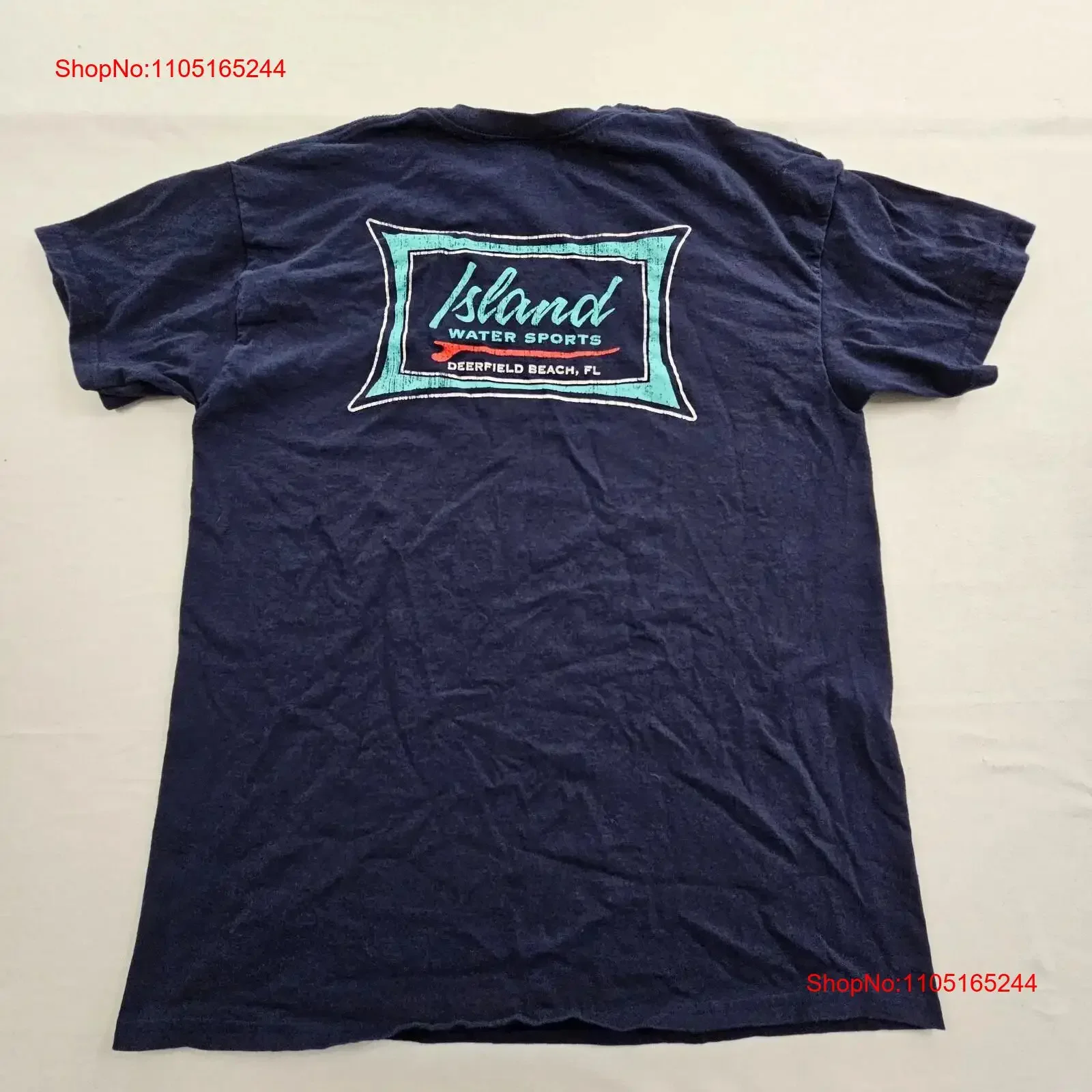 Island Water Sports Deerfield Beach FL Синяя хлопковая футболка мужская L винтажная стираная универсальная слегка повседневная модная растянутая футболка