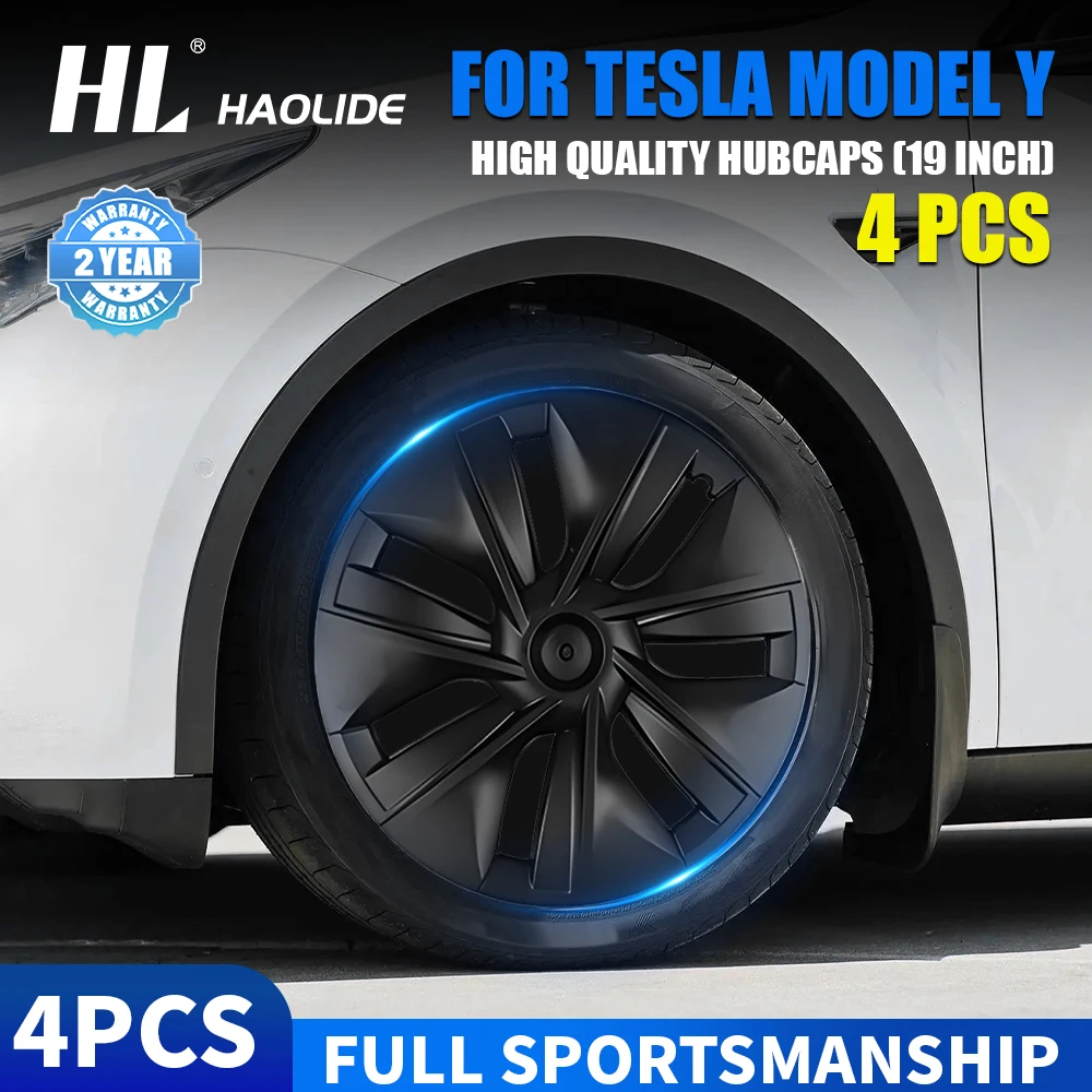 HL 19 Inch Hub Cap for Tesla Model Y 2020-2023 Wheel Hubcap Performance Replacement Wheel Cap Full Rim Cover Accessories