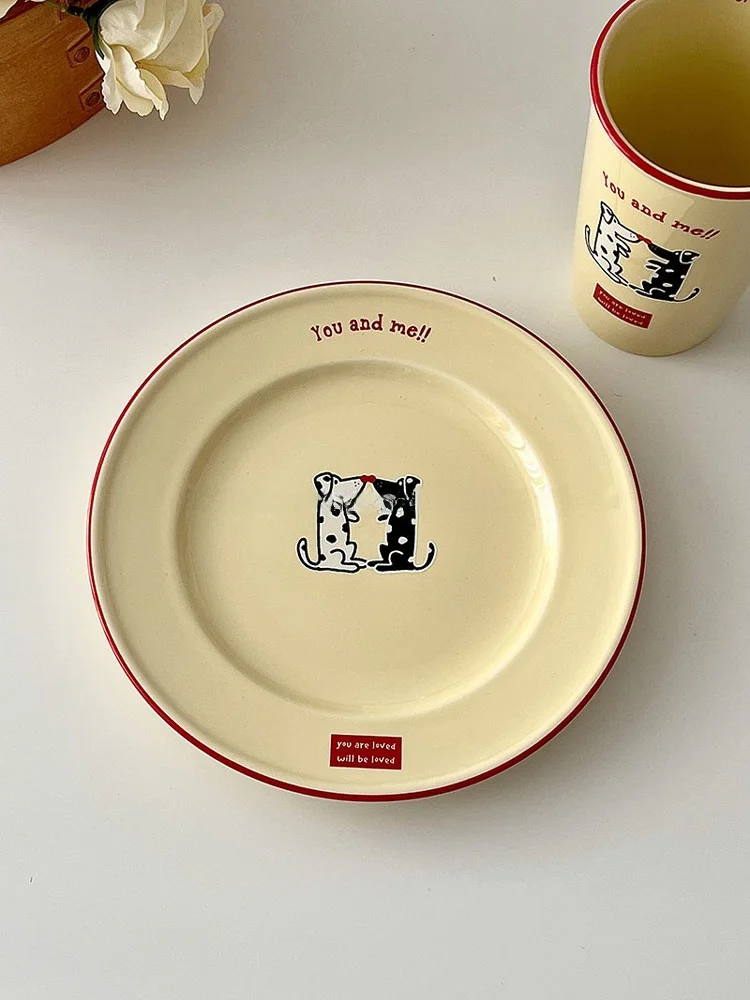 

Cartoon Cerc Breakfast Plate High Aesthetic Value Sugar Miss Ins Sle Dert Plate Mug Home Use Flat round Di China