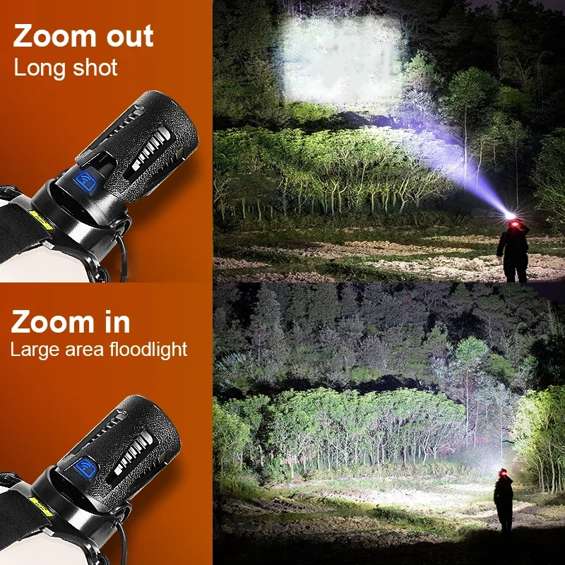 Newest 9000000LM High Power LED Headlamp IR Sensor Long Range Head Flashlight USB Rechargeable 18650 Fishing Hunting Headlights