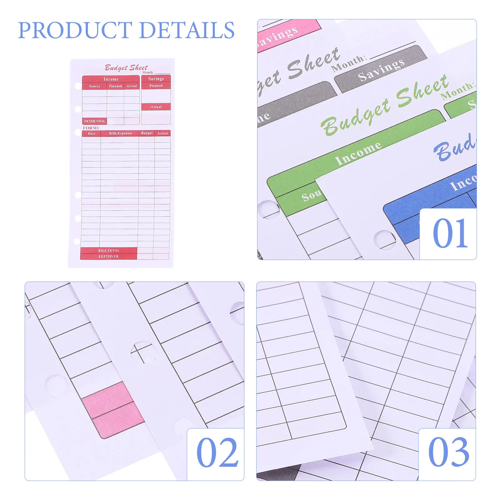 12Sheets Budget Planner Insert Paper Thick Tear Resistant Cash Envelope Tracker Daily Expense Record Cards Portable Office