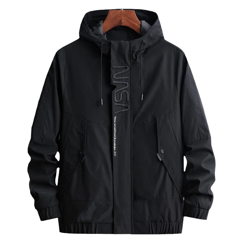 Spring Autumn Men's Bomber Jackets Men Quick Dry Sports Windbreaker Hooded Coats Men Loose Breathable Zipper Jacket Clothing 7XL