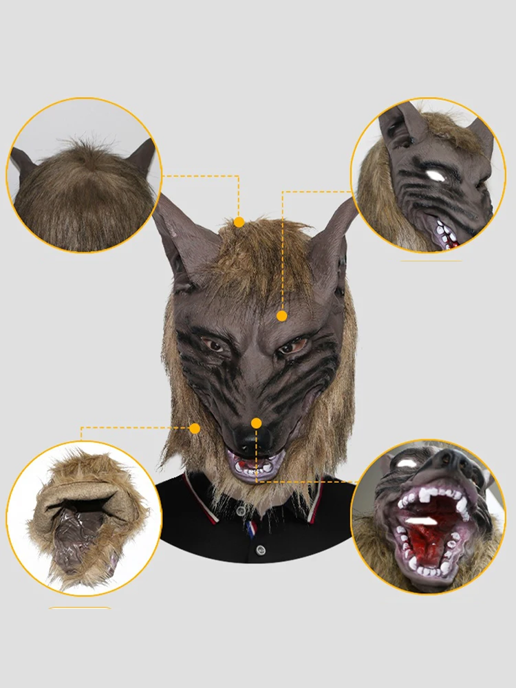 Costumi Cosplay di Halloween Uomini Maschere di Cavallo Marrone Divertente Testa di Cavallo Maschera Lattice Lupo Animale Maschera Novità Copricapo Mascara De Lattice