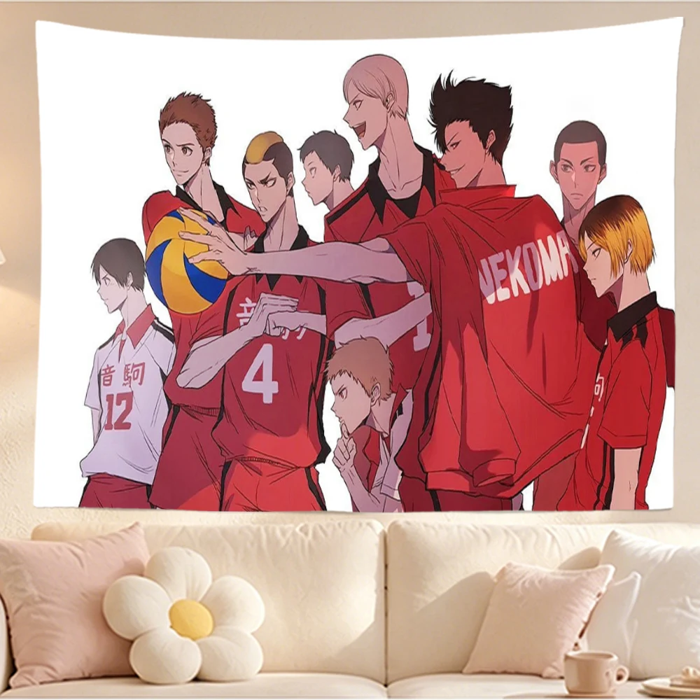 High V-Volleyball Team Tapestry Wall Hanging Japanese Sports Anime Manga Wall Art for Bedroom Dorm Home Decor Anime Fans Gift