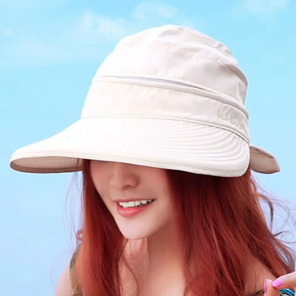 Summer Wide Brim Foldable Hats for Women Outdoor UV Anti Neck Protection Sun Visors for Lady Fishing Hiking Sunscreen Cap